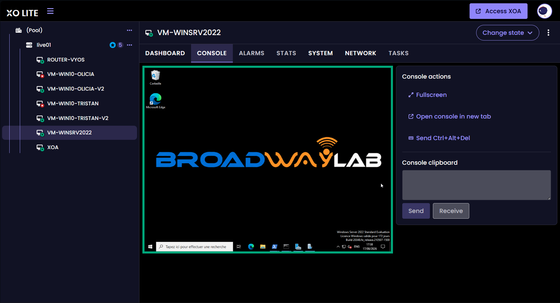 Lab AD / XCP-ng - dashboard-xo-lite